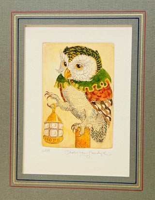 Item #588 Owl With Lantern. Van Sandwyk Charles