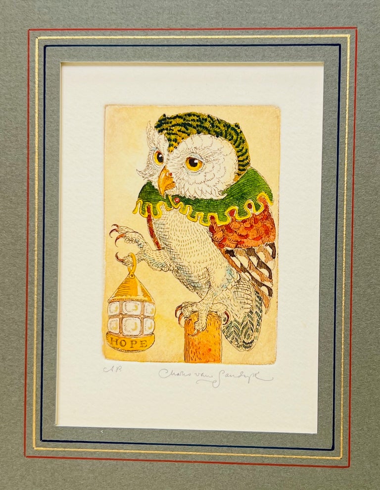 Item #588 Owl With Lantern. Van Sandwyk Charles.